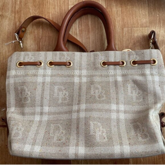 DOONEY & BOURKE - CANVAS LEATHER TOTE - GENTLY USED - SEE PHOTOS FOR TAG - Picture 3 of 6